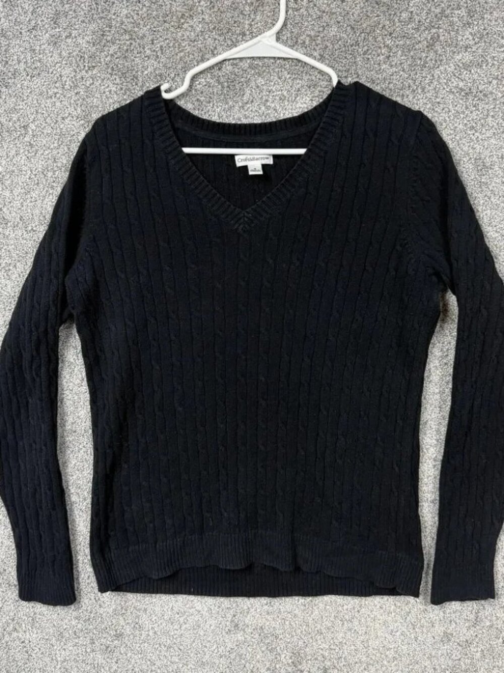Croft & Barrow Sweater Womens S Black Knit V-Neck Preppy Whimsigoth Layering